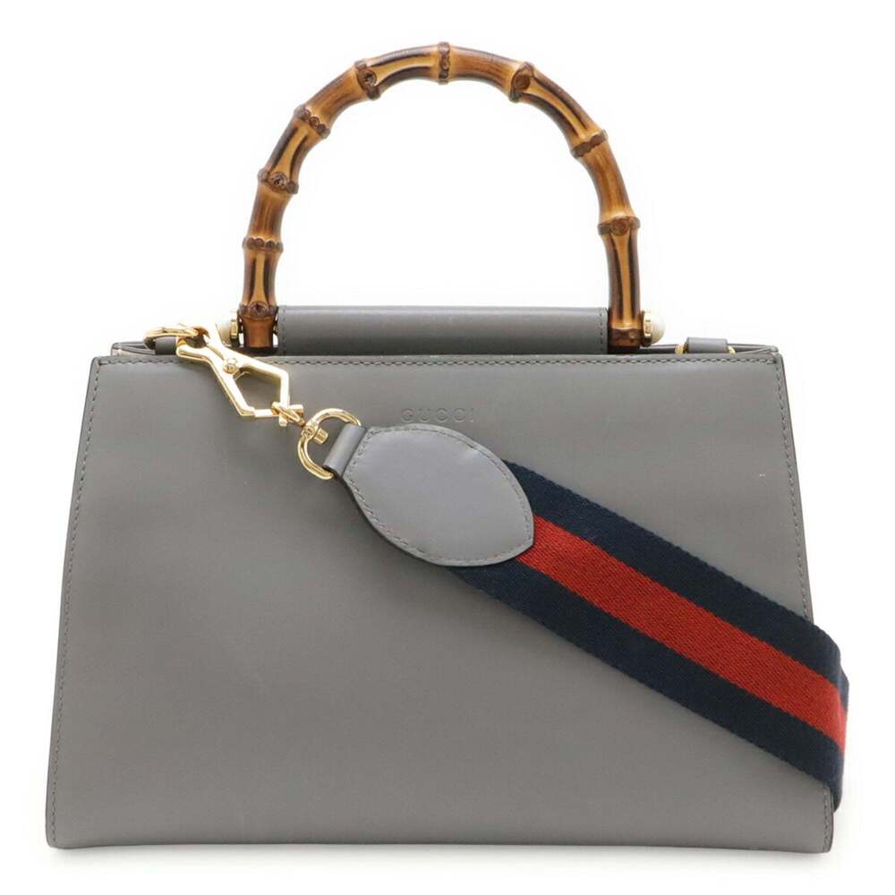 GUCCI White Pearl Leather Bamboo Shoulder Bag - Picture 1 of 10
